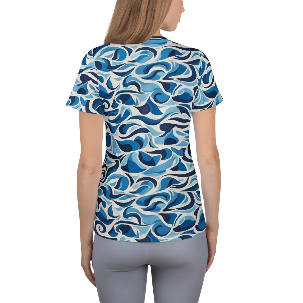 Azure Sway on Women's Athletic T-Shirt — Back