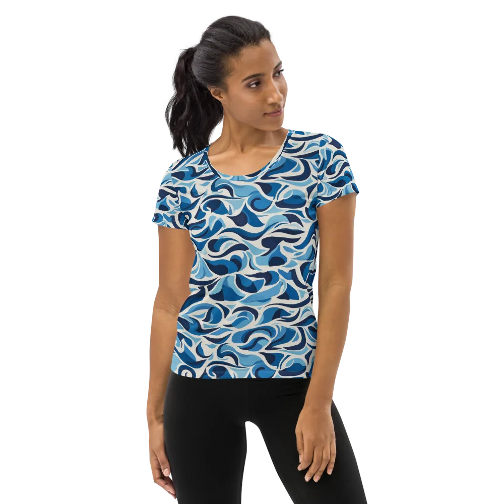 Azure Sway on Women's Athletic T-Shirt — Front