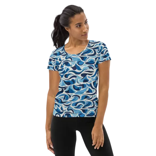 Azure Sway on a Women's Athletic T-Shirt
