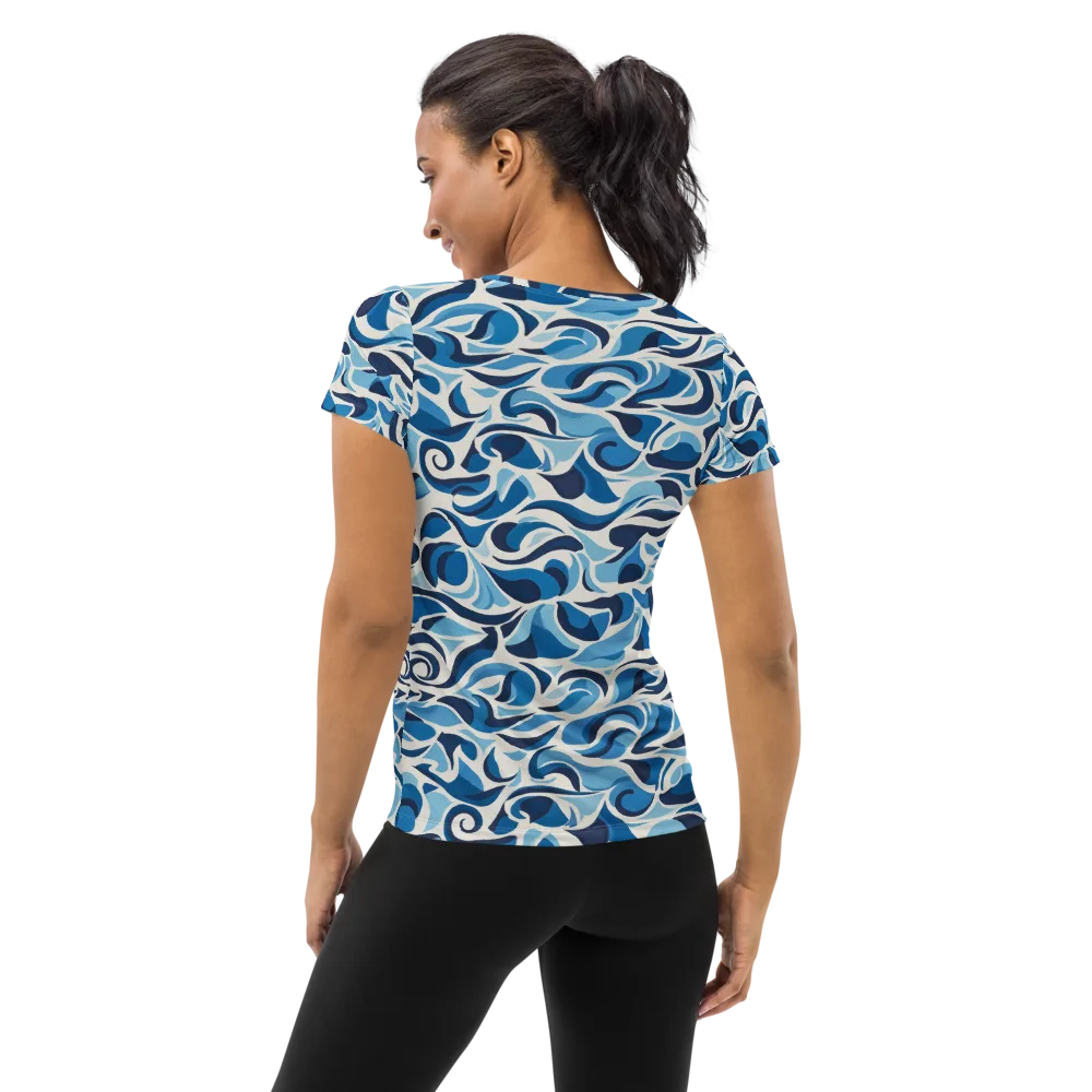 Azure Sway on Women's Athletic T-Shirt — Back