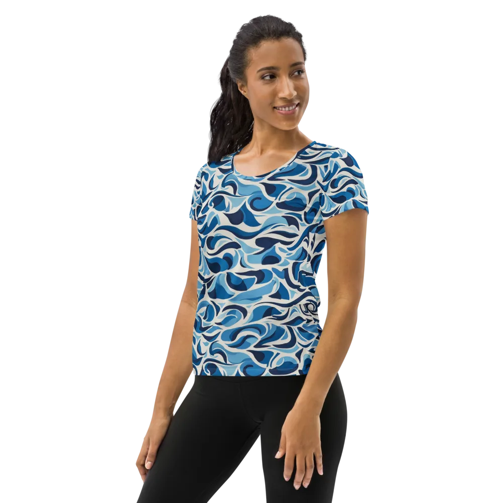 Azure Sway on Women's Athletic T-Shirt — Left