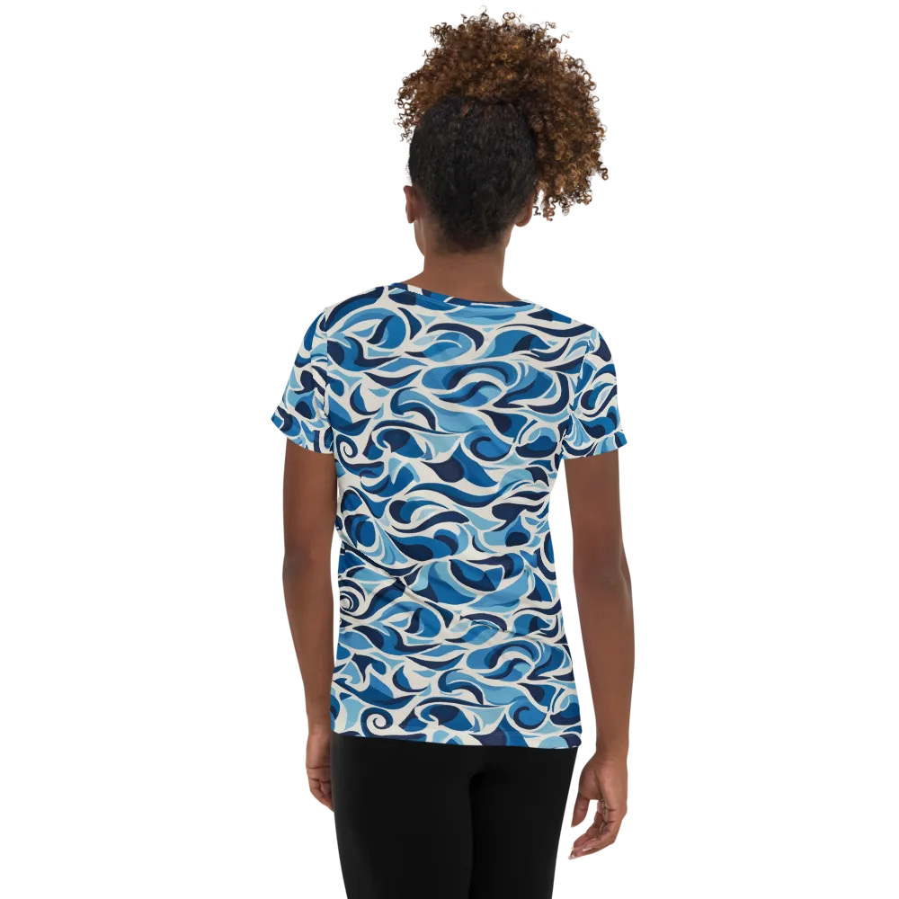Azure Sway on Women's Athletic T-Shirt — Back