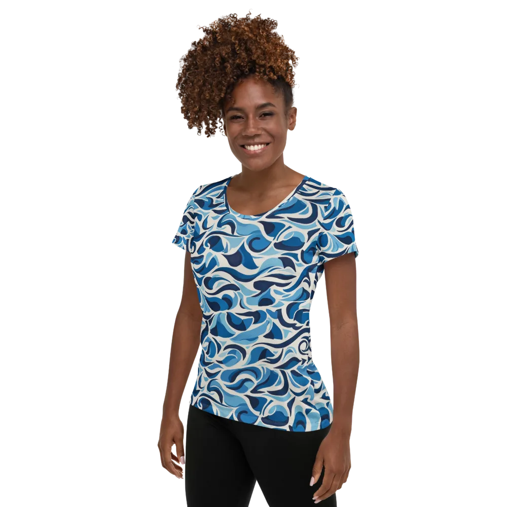 Azure Sway on Women's Athletic T-Shirt — Left