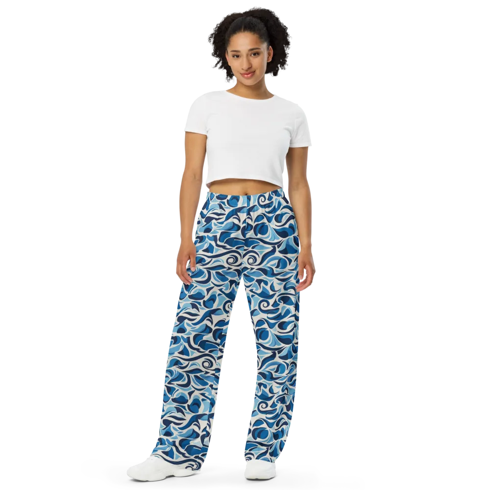 Azure Sway on Wide-Leg Pants — Front