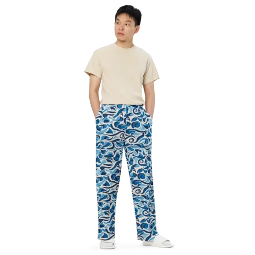 Azure Sway on a Wide-Leg Pants