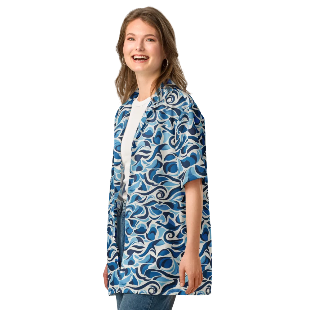 Azure Sway on Button Shirt — Left Front