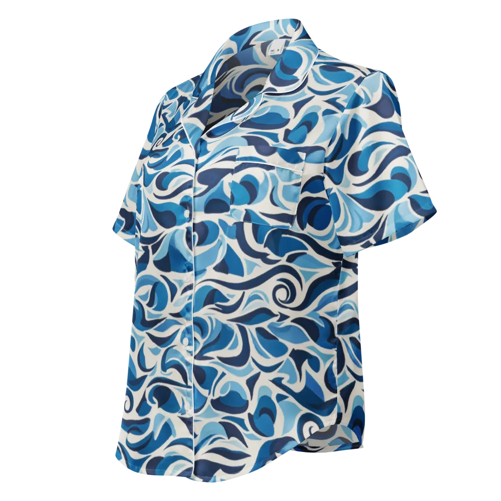 Azure Sway on Women's Short Sleeve Pajama Top — Left Front
