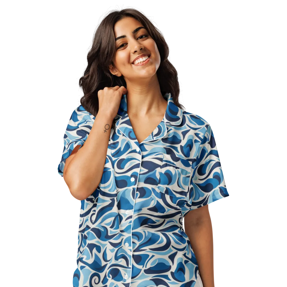 Azure Sway on Women's Short Sleeve Pajama Top — Front