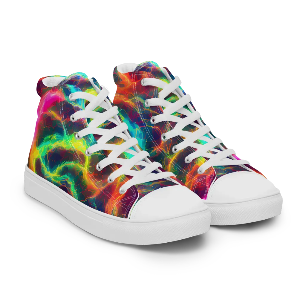 Hypercolor Tides on Men's High Top Canvas Shoes — Right Front