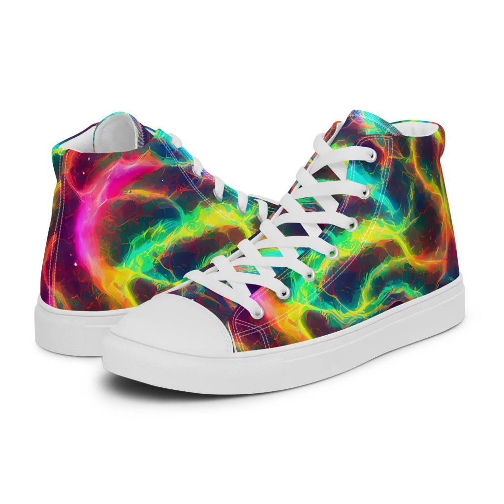 Hypercolor Tides on Men's High Top Canvas Shoes — Left