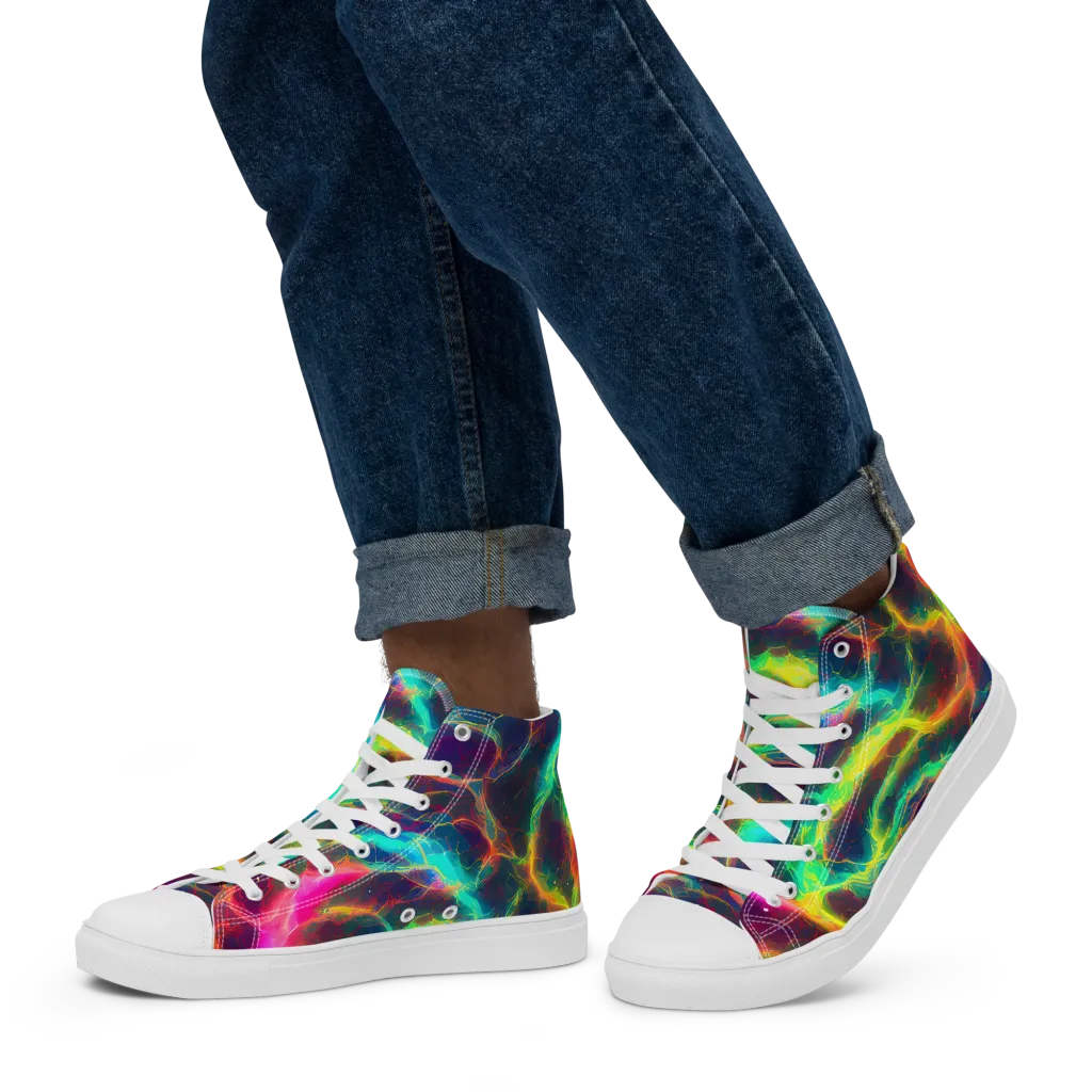 Hypercolor Tides on Men's High Top Canvas Shoes — Left