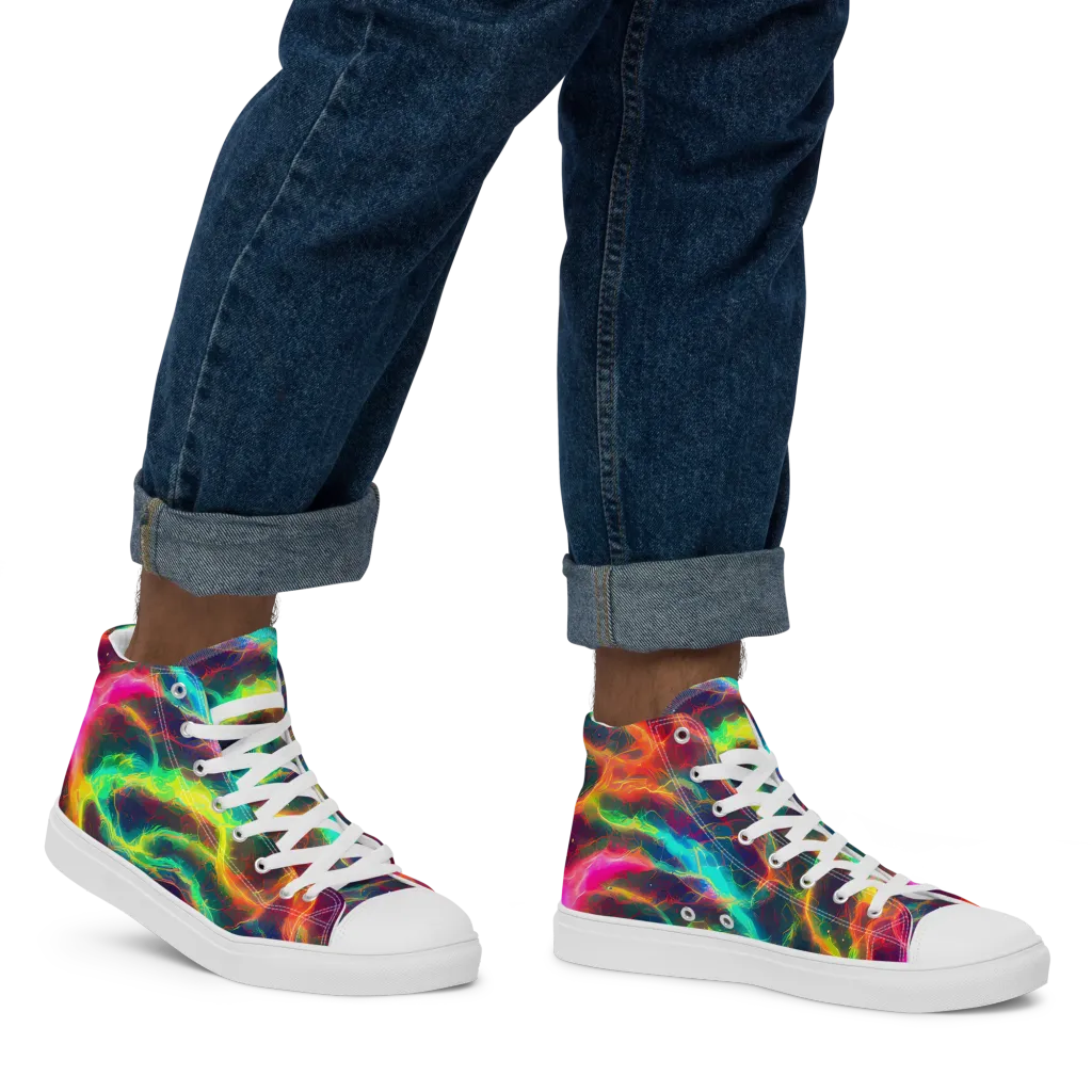 Hypercolor Tides on Men's High Top Canvas Shoes — Right