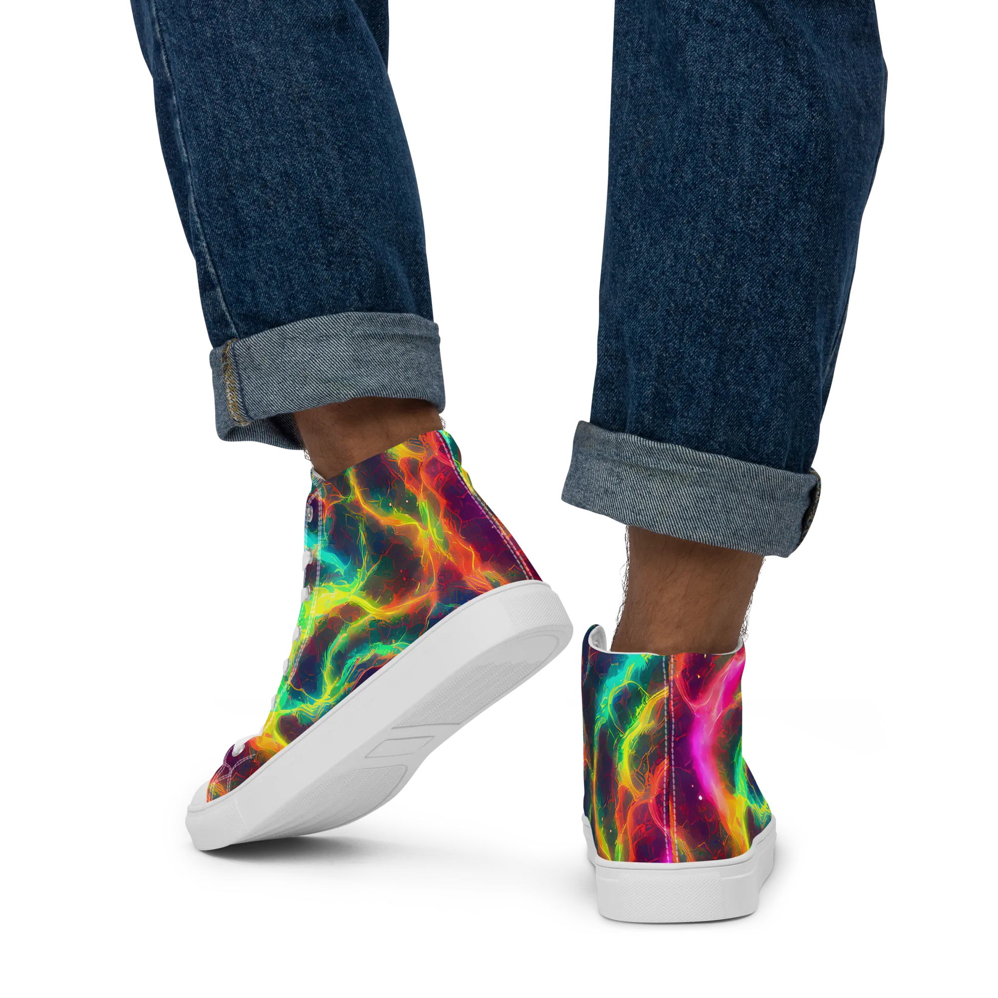 Hypercolor Tides on Men's High Top Canvas Shoes — Back