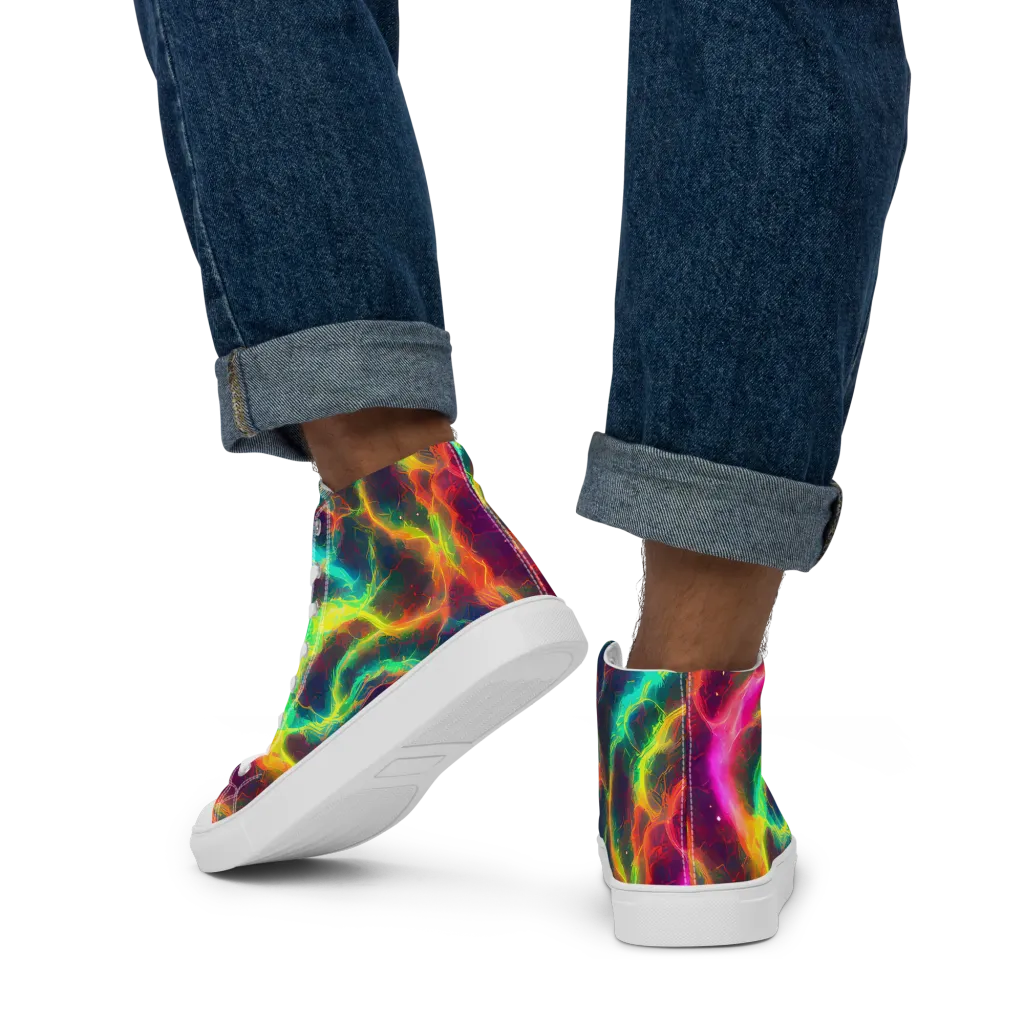 Hypercolor Tides on Men's High Top Canvas Shoes — Back