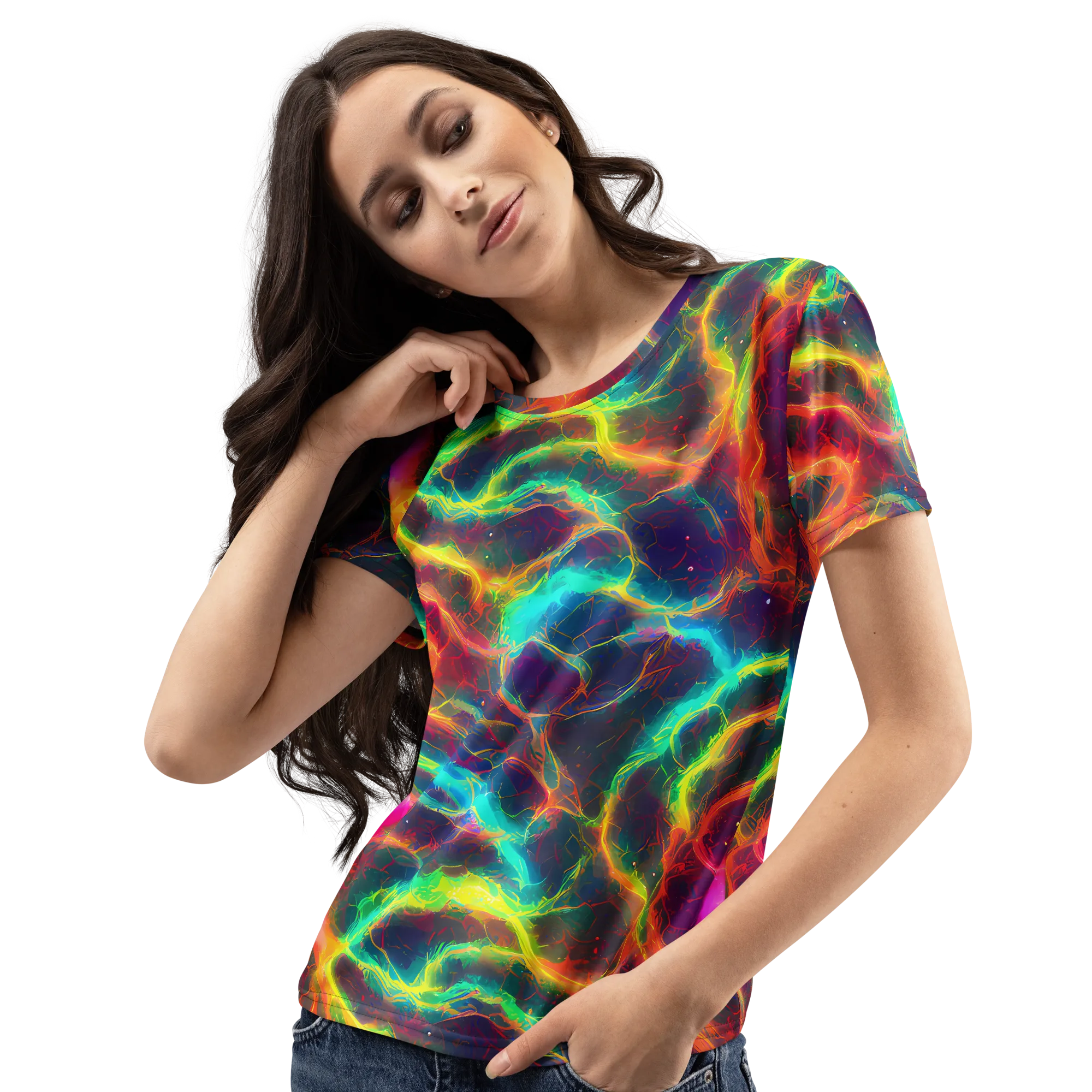 Hypercolor Tides on Women's Crew Neck T-Shirt — Left Front