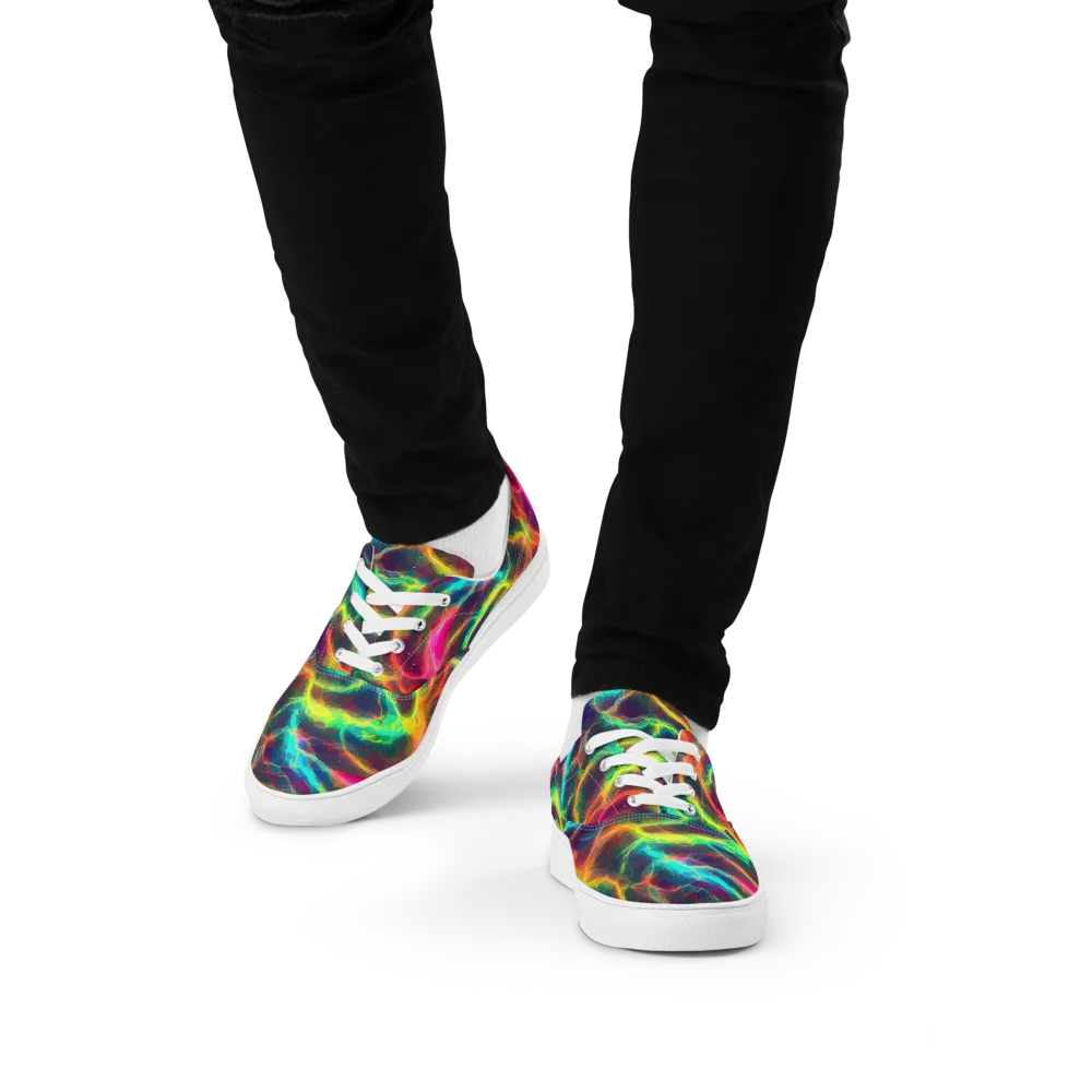 Hypercolor Tides on Men's Lace-Up Canvas Shoes — Front
