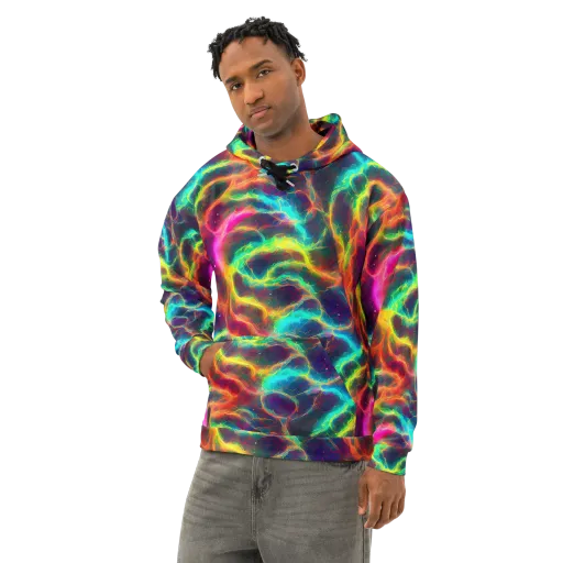 Hypercolor Tides on a Cotton Hoodie