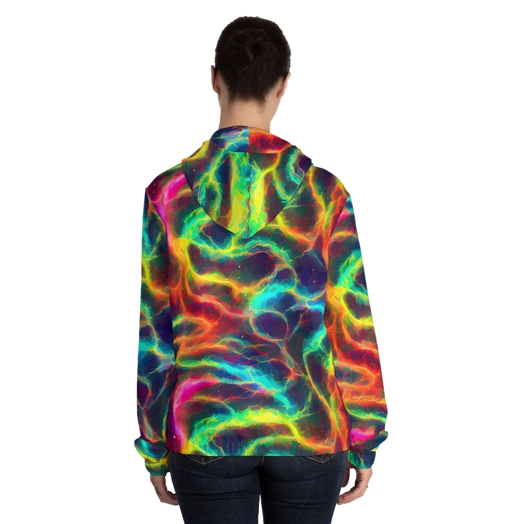 Hypercolor Tides on Women's Full-Zip Hoodie — Back On Person