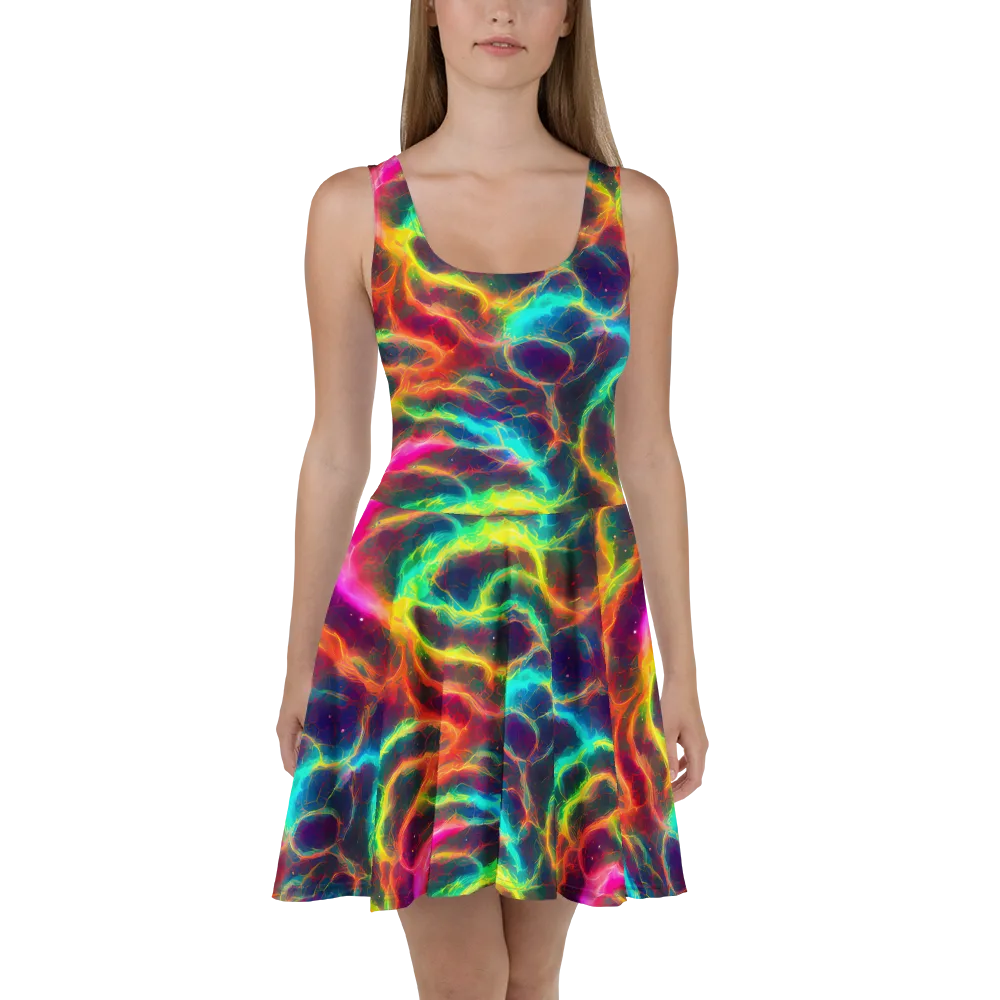 Hypercolor Tides on Skater Dress — Front