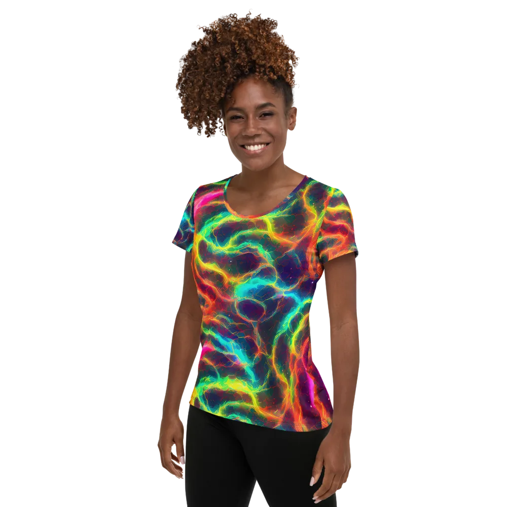 Hypercolor Tides on Women's Athletic T-Shirt — Left