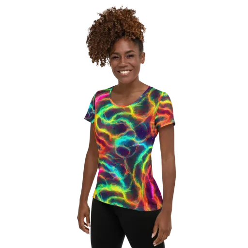 Hypercolor Tides on a Women's Athletic T-Shirt