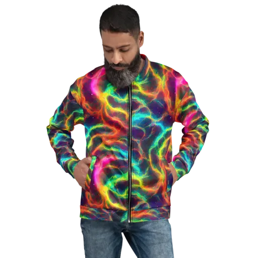 Hypercolor Tides on a Bomber Jacket