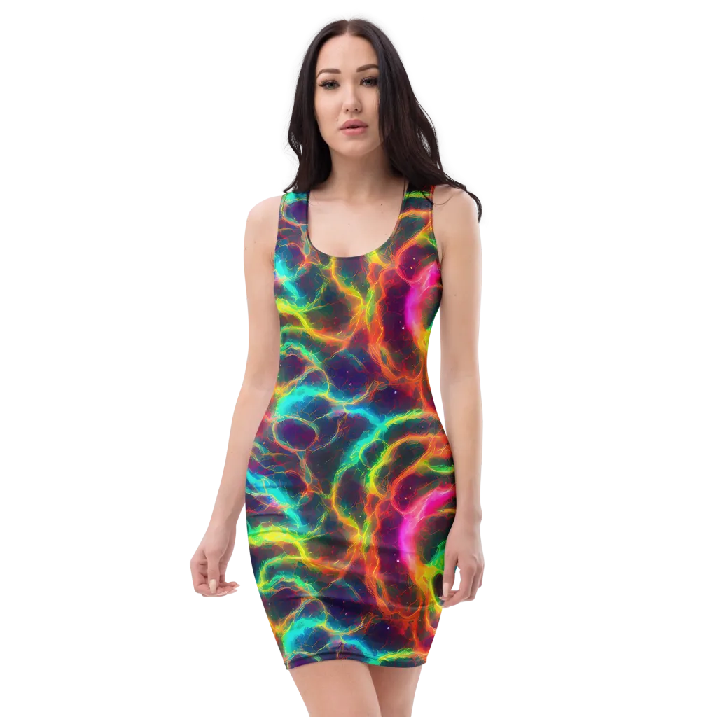 Hypercolor Tides on Bodycon Dress — Front