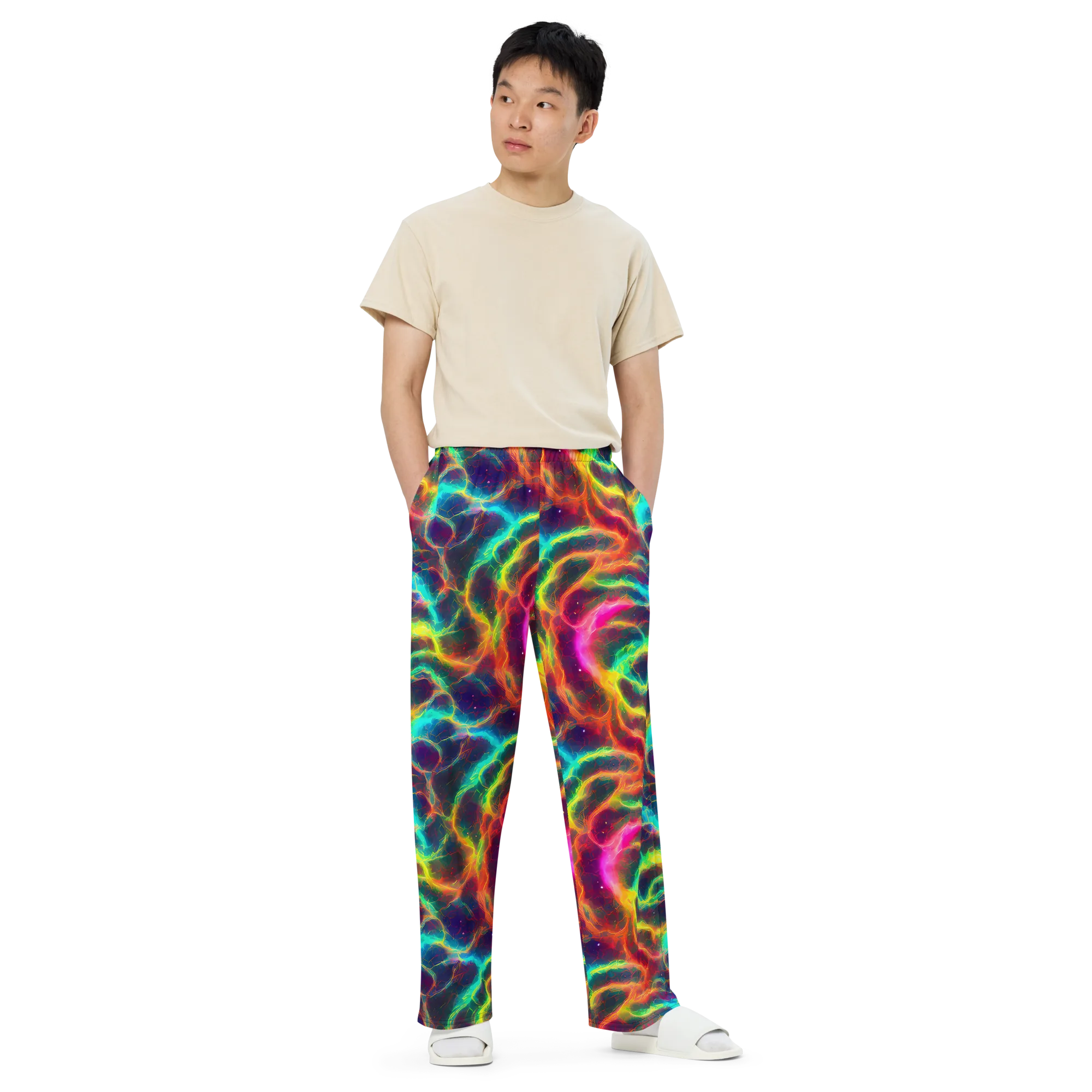 Hypercolor Tides on Wide-Leg Pants — Front
