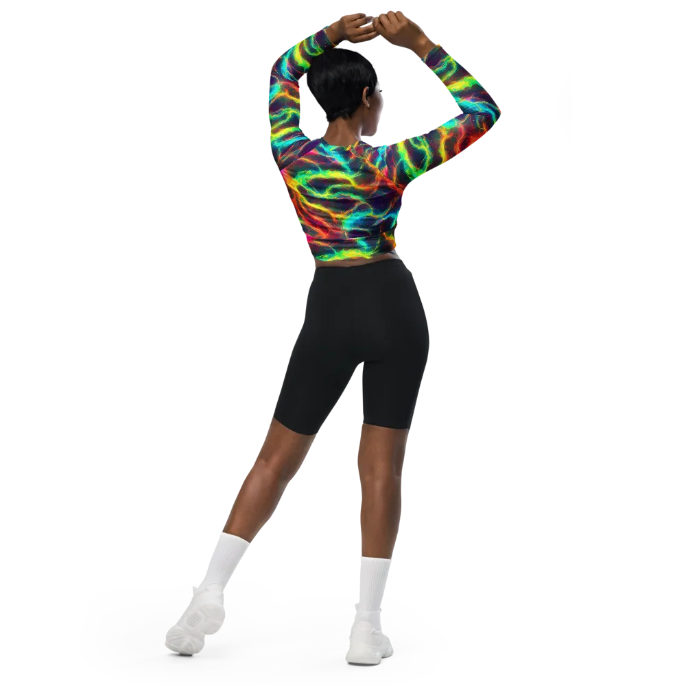Hypercolor Tides on Long Sleeve Crop Top — Back