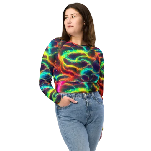 Hypercolor Tides on a Long Sleeve Crop Top