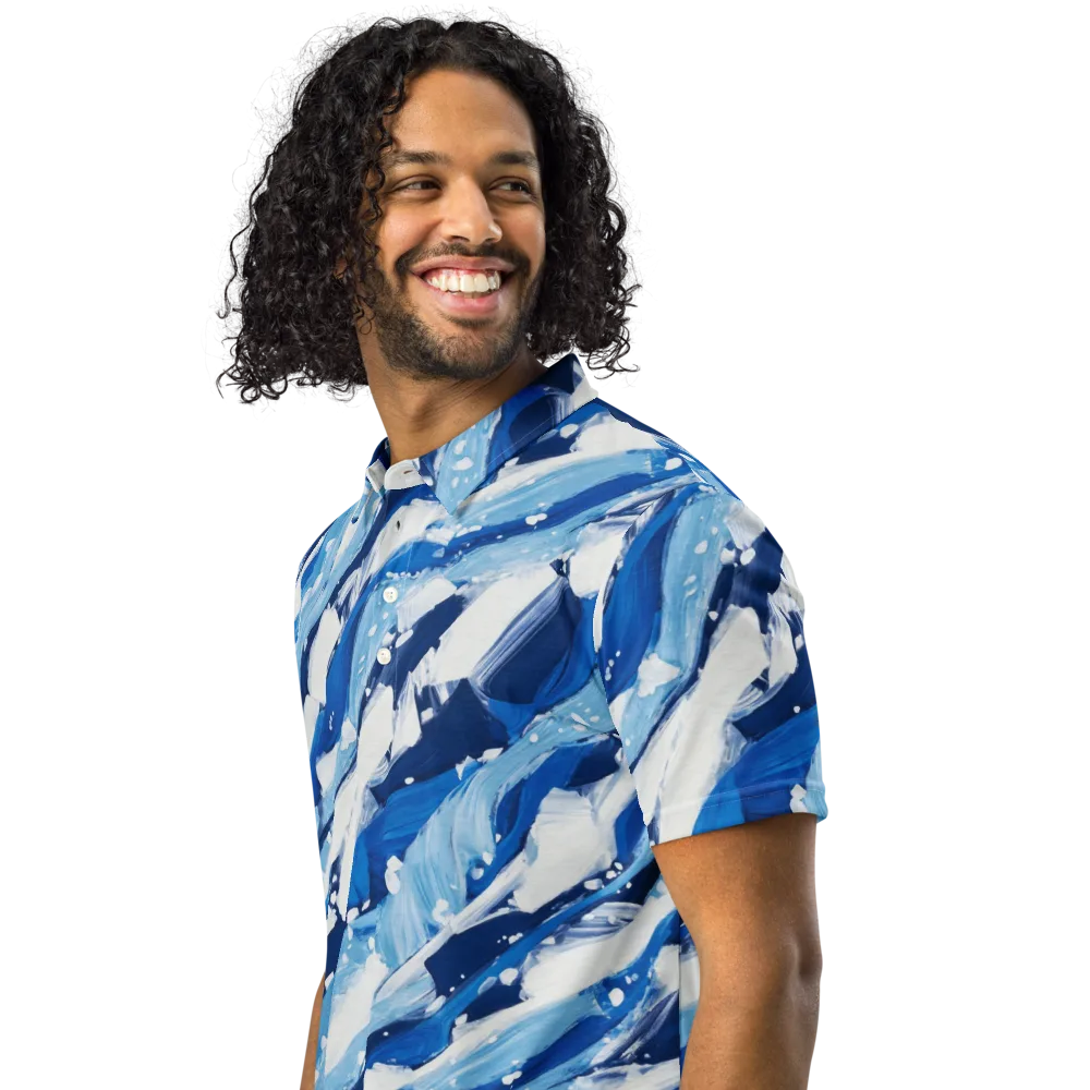 Arctic Current on Men's Slim Fit Polo Shirt — Left Front