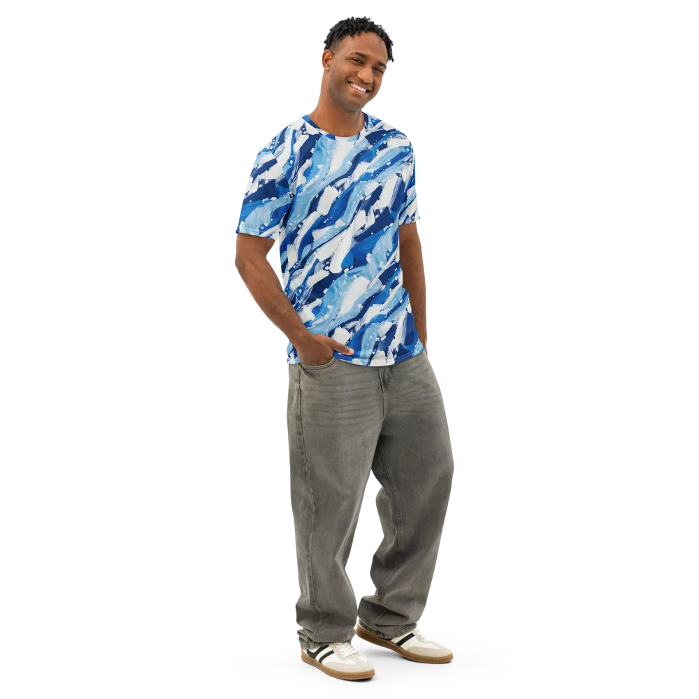 Arctic Current on Men's Cotton Crew Neck T-Shirt — Right Front