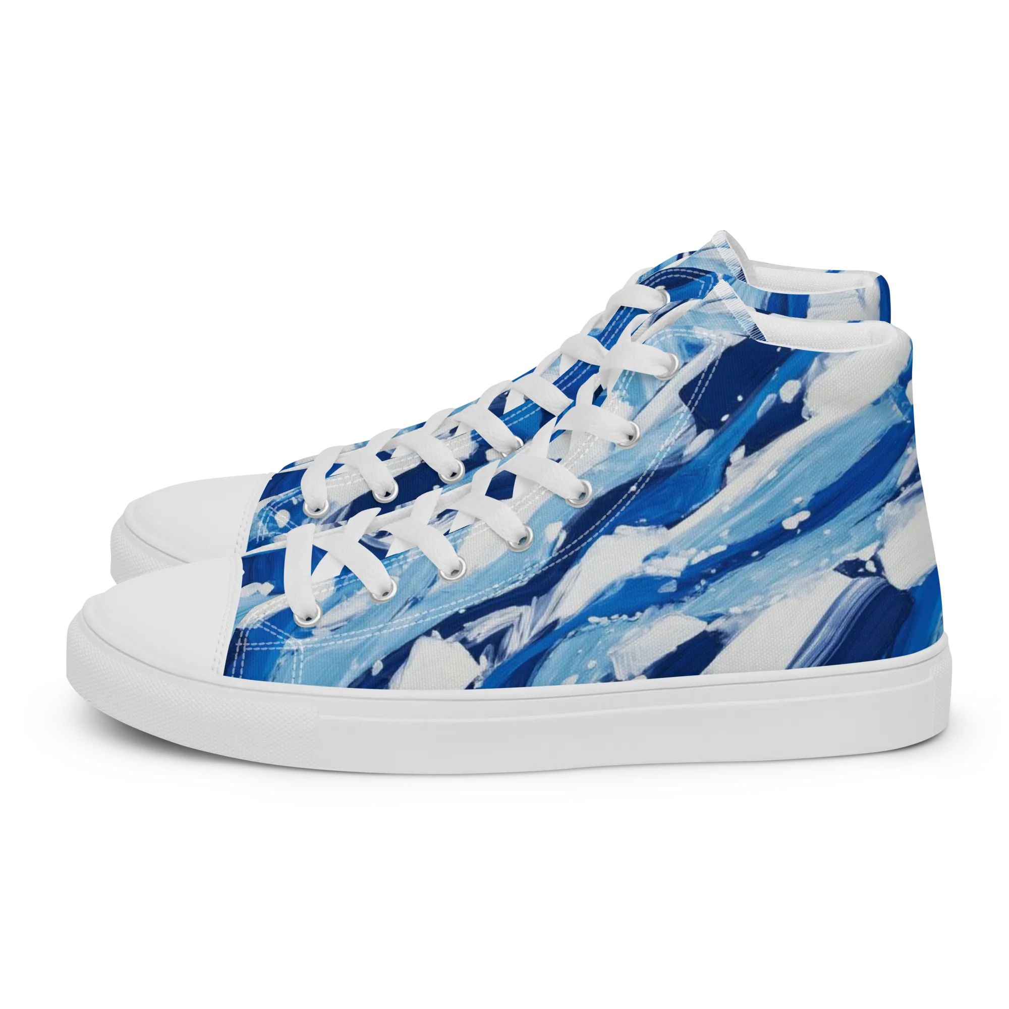 Arctic Current on Women's High Top Canvas Shoes — Left
