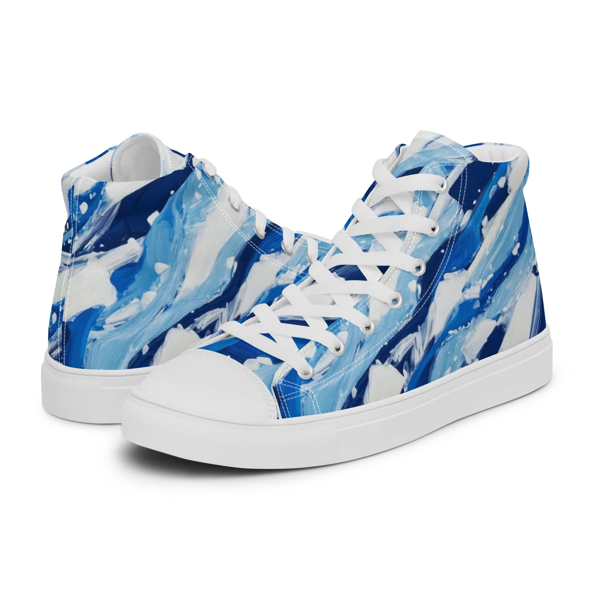 Arctic Current on Women's High Top Canvas Shoes — Left