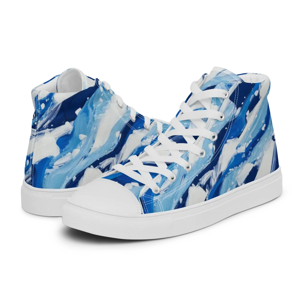 Arctic Current on Women's High Top Canvas Shoes — Left