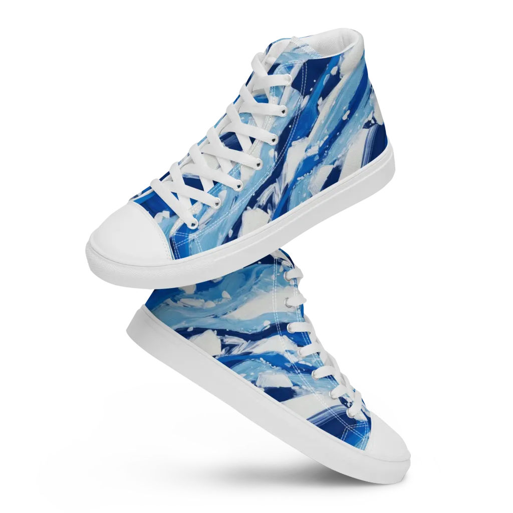 Arctic Current on Women's High Top Canvas Shoes — Front