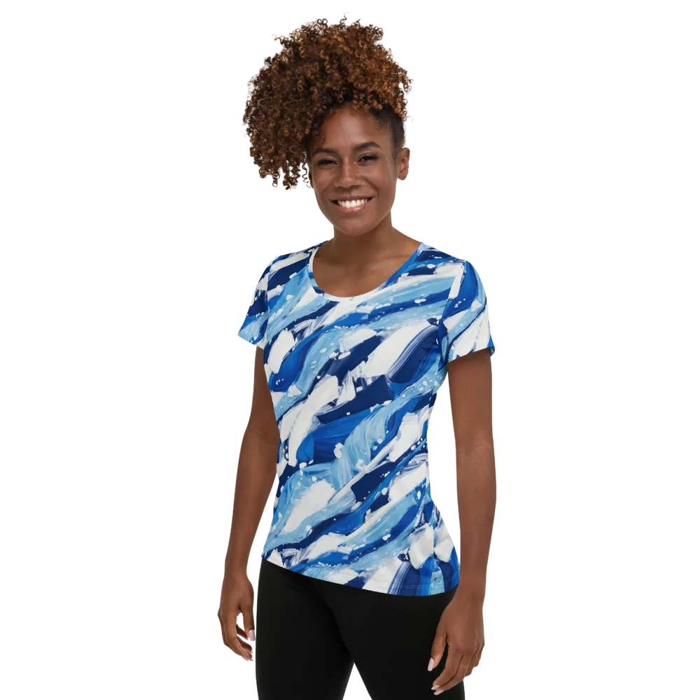 Arctic Current on Women's Athletic T-Shirt — Left