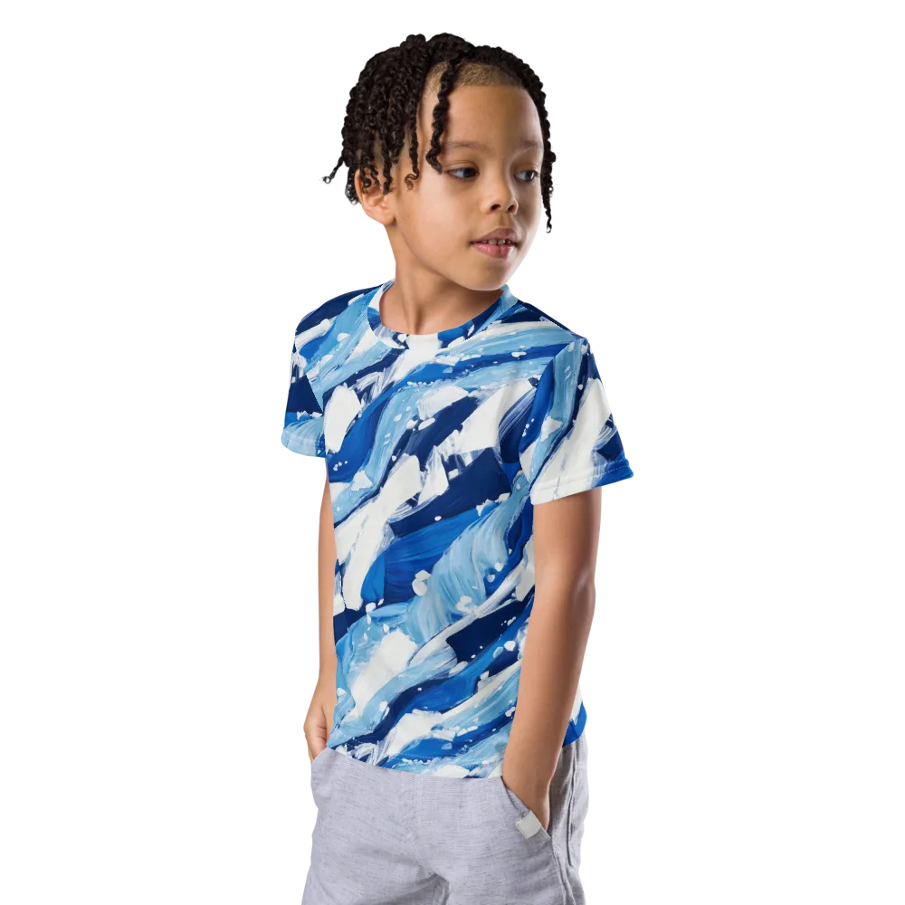 Arctic Current on Kids Crew Neck T-Shirt — Left Front