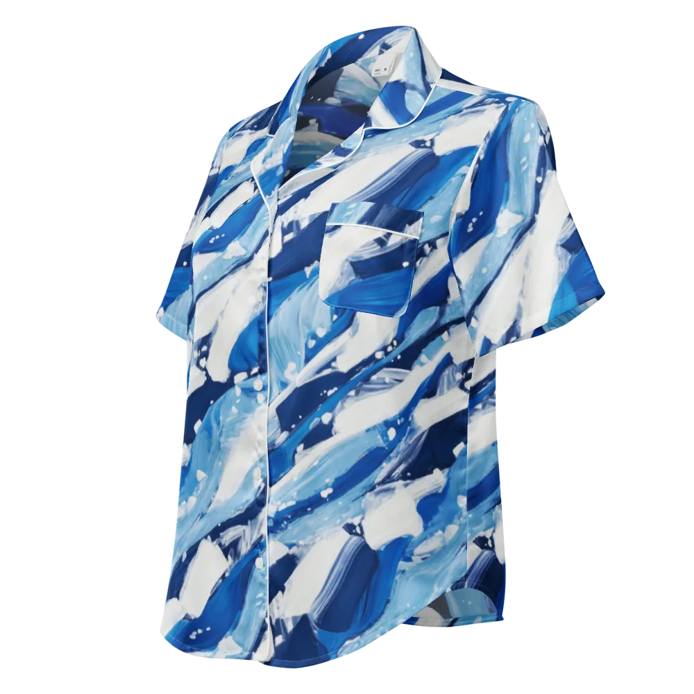 Arctic Current on Women's Short Sleeve Pajama Top — Left Front