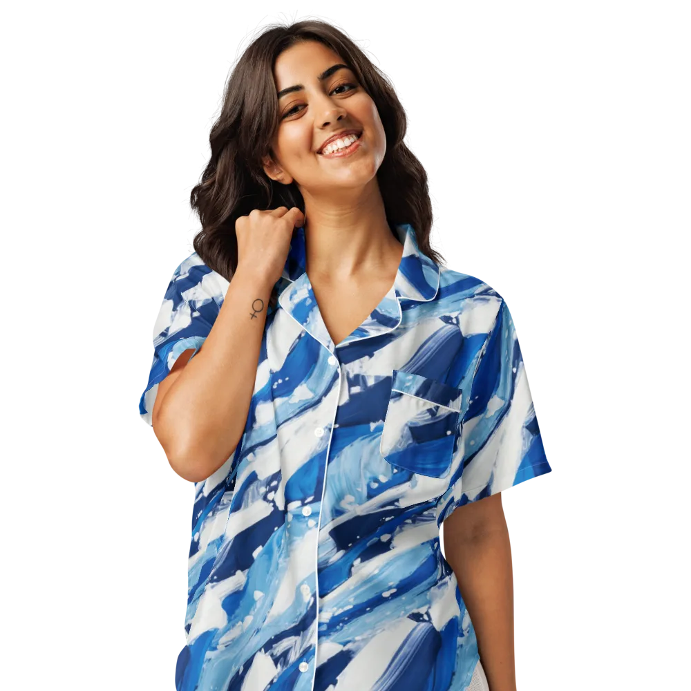 Arctic Current on Women's Short Sleeve Pajama Top — Front
