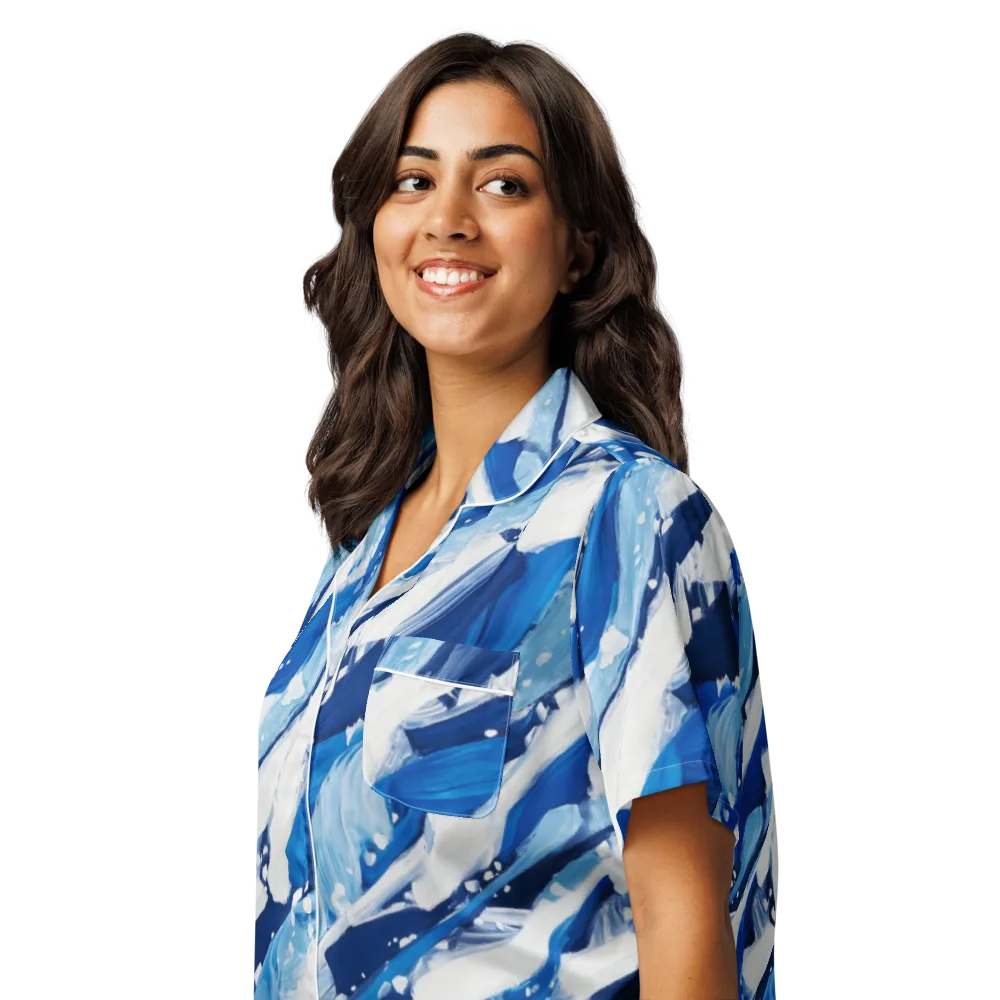 Arctic Current on Women's Short Sleeve Pajama Top — Left Front