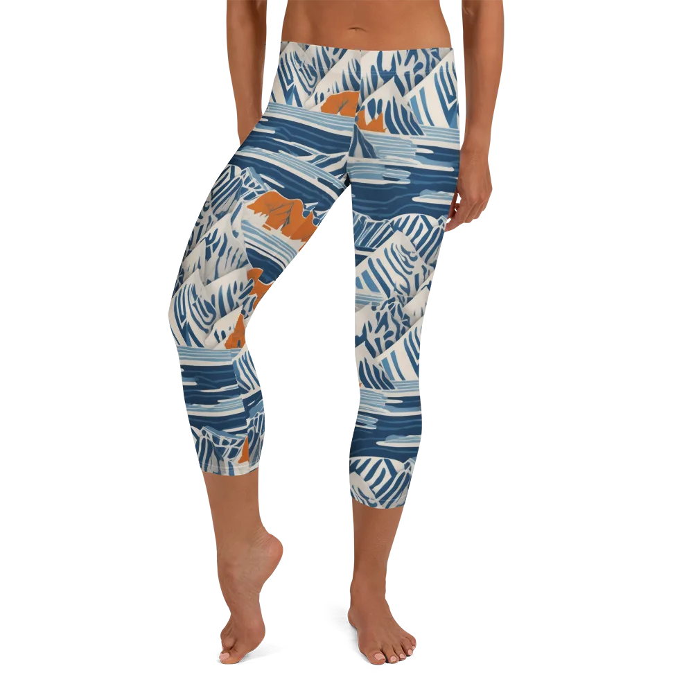 Blue Ridge Drift on Capri Leggings — Front