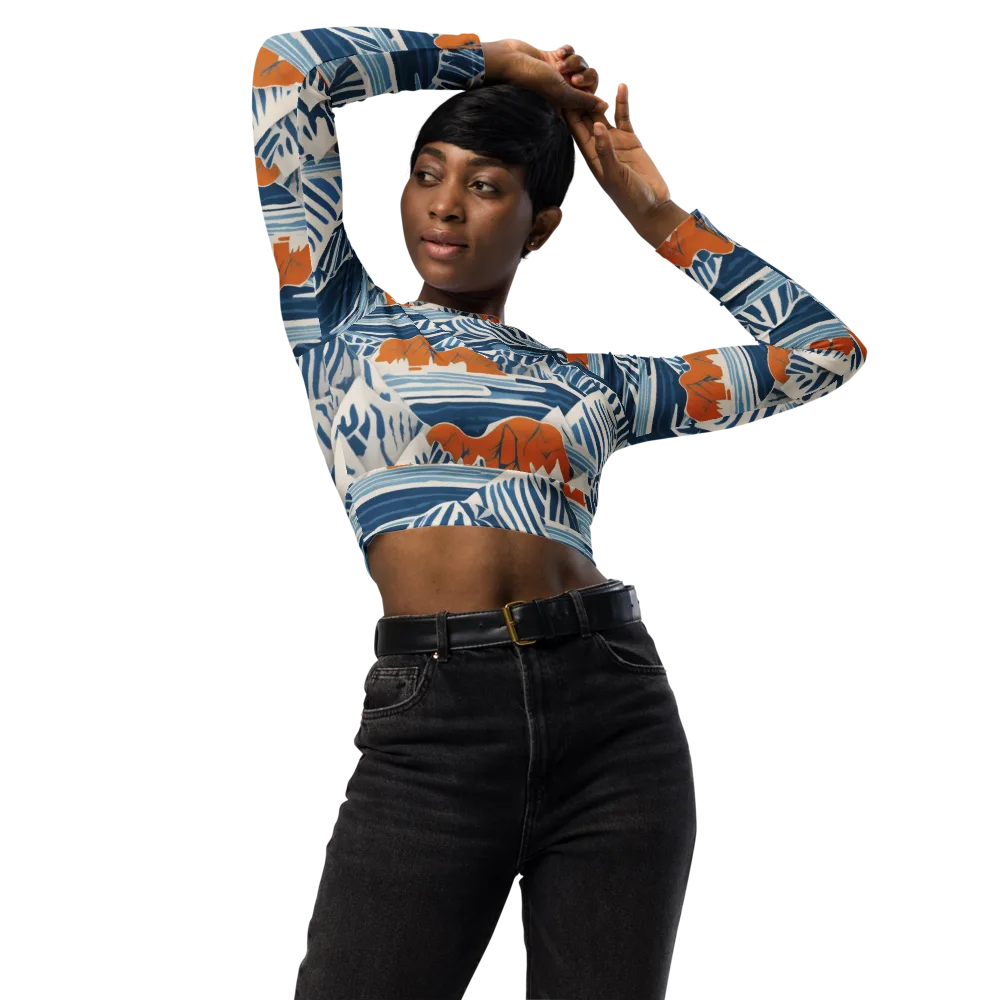 Blue Ridge Drift on Long Sleeve Crop Top — Front