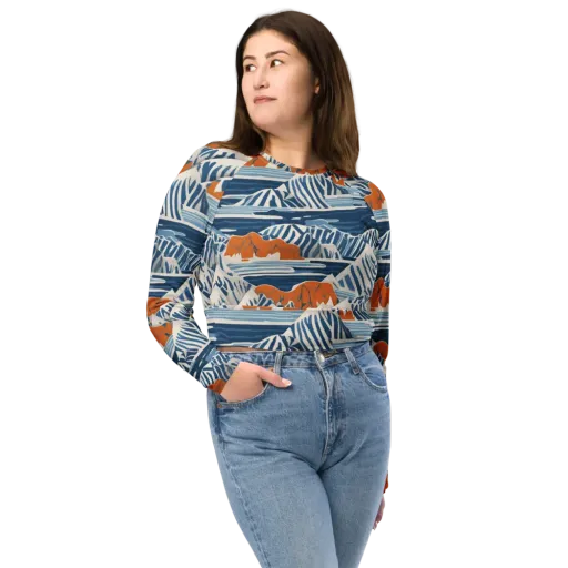 Blue Ridge Drift on a Long Sleeve Crop Top