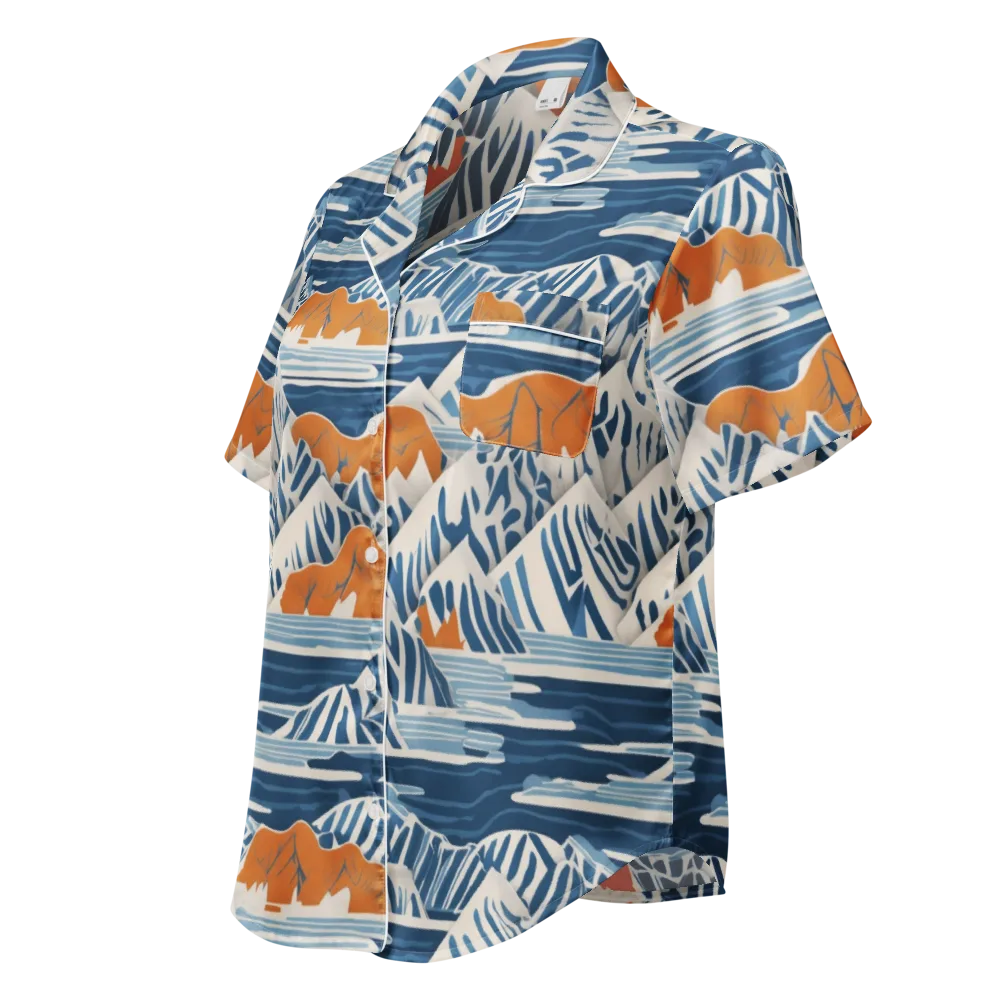 Blue Ridge Drift on Women's Short Sleeve Pajama Top — Left Front
