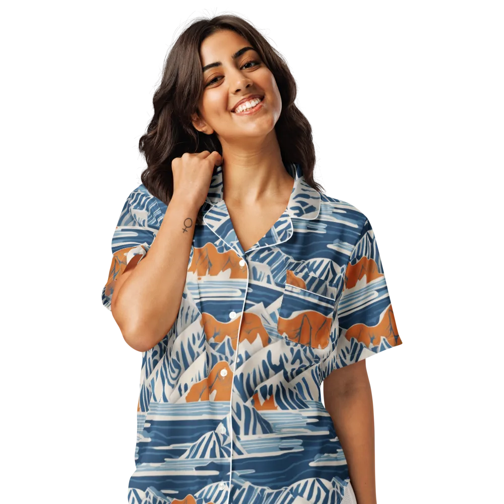 Blue Ridge Drift on Women's Short Sleeve Pajama Top — Front
