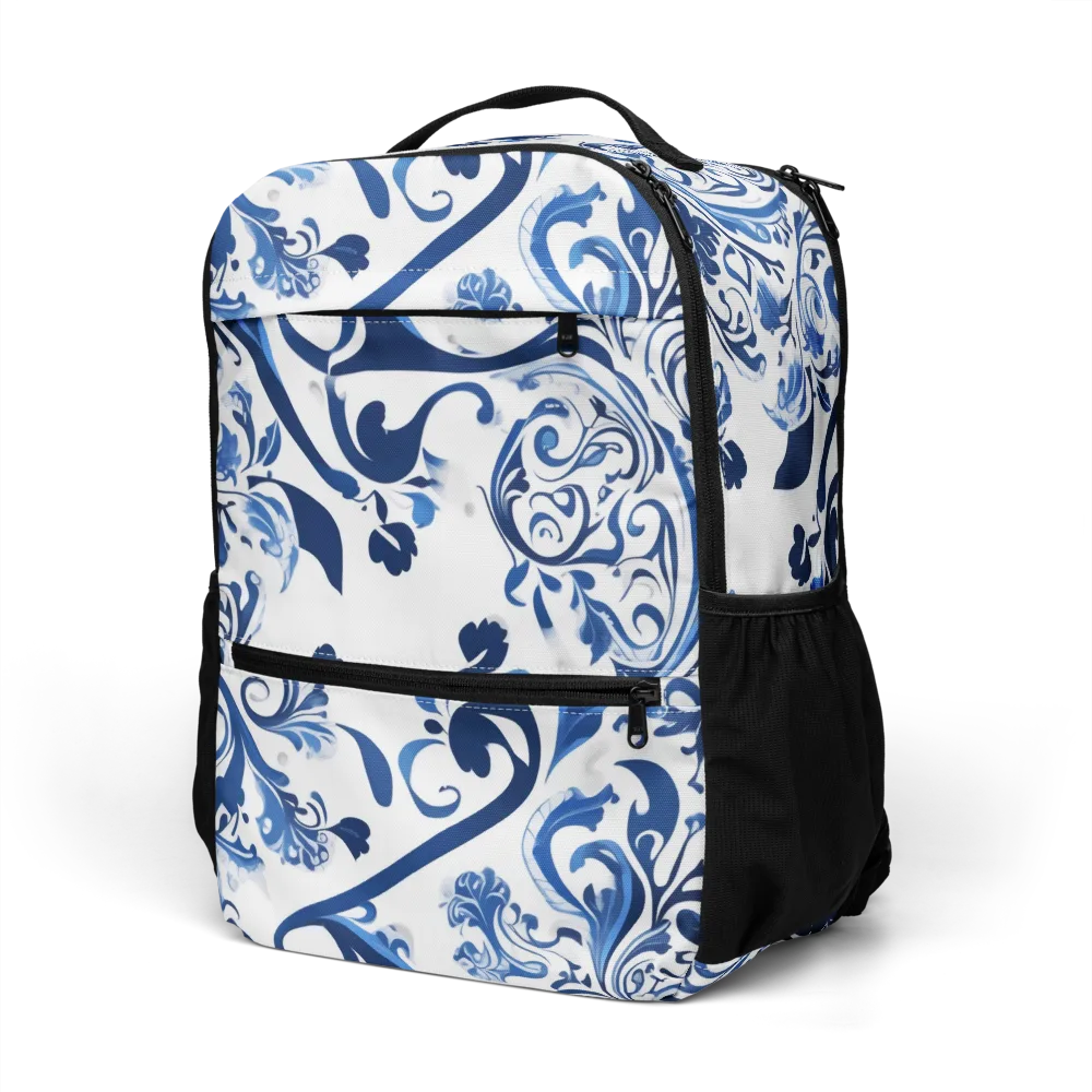 Blue Porcelain Dance on Utility Backpack — Left Front