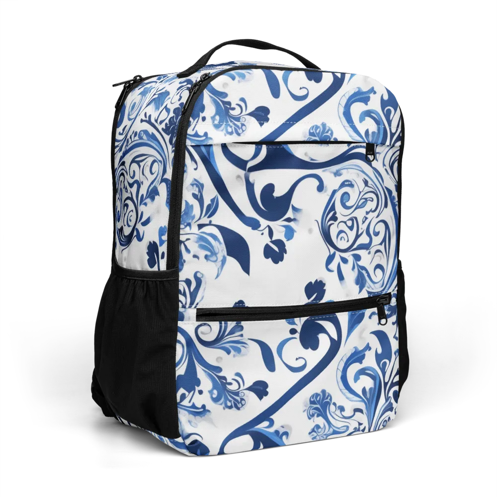 Blue Porcelain Dance on Utility Backpack — Right Front