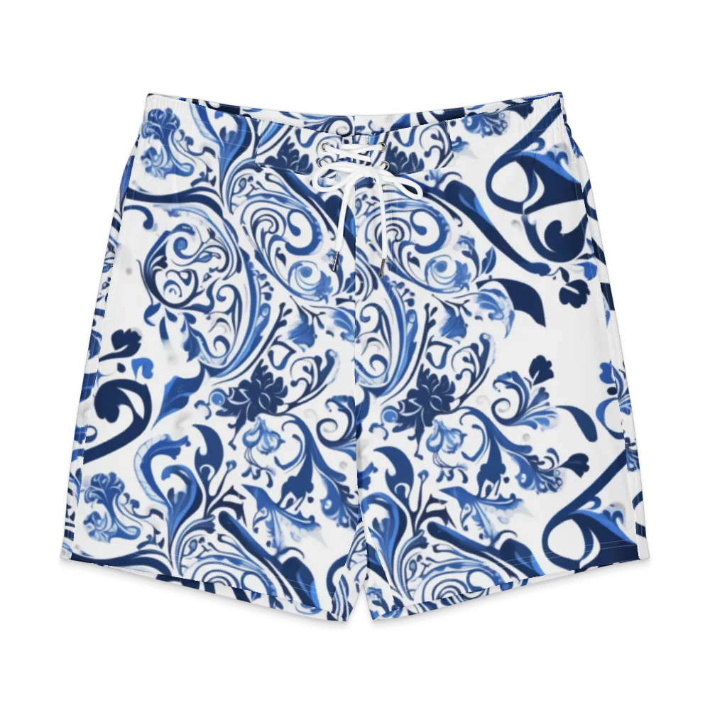 Blue Porcelain Dance on Men's Board Shorts — Front