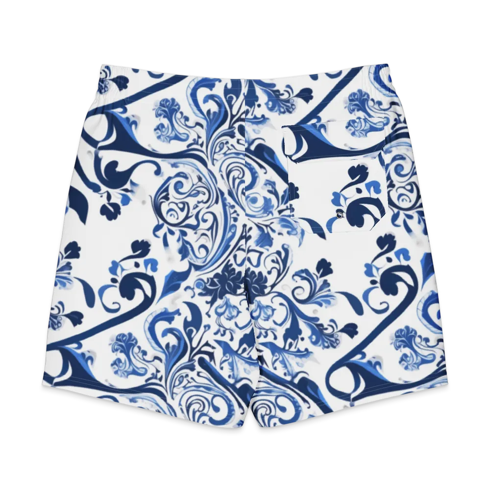 Blue Porcelain Dance on Men's Board Shorts — Back